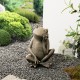 Glitzhome 12"H Resin Bronze Sitting Frog Statue
