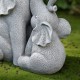 Glitzhome 18.25"H Resin Mother and Baby Elephant Statue