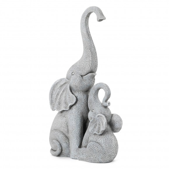 Glitzhome 18.25"H Resin Mother and Baby Elephant Statue