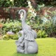 Glitzhome 18.25"H Resin Mother and Baby Elephant Statue