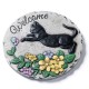 Glitzhome 10"D Set of 2 Cement Cat and Dog Textured Stepping Stones