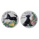 Glitzhome 10"D Set of 2 Cement Cat and Dog Textured Stepping Stones