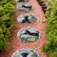 Glitzhome 10"D Set of 2 Cement Cat and Dog Textured Stepping Stones