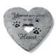 Glitzhome 10"D Set of 2 Cement Heart Shaped Paw Prints and Dog Memory Stepping Stones