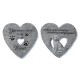 Glitzhome 10"D Set of 2 Cement Heart Shaped Paw Prints and Dog Memory Stepping Stones
