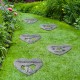Glitzhome 10"D Set of 2 Cement Heart Shaped Paw Prints and Dog Memory Stepping Stones