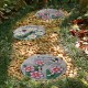 Glitzhome 10"D Set of 2 Cement Flower Textured Stepping Stones