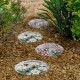 Glitzhome 10"D Set of 2 Cement Flower Textured Stepping Stones