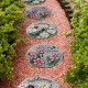Glitzhome 10"D Set of 2 Cement Flower Textured Stepping Stones