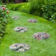 Glitzhome 10"D Set of 2 Cement Flower Textured Stepping Stones