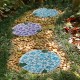 Glitzhome 10"D Set of 2 Cement Blue and Purple Hydrangea Textured Stepping Stones