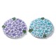 Glitzhome 10"D Set of 2 Cement Blue and Purple Hydrangea Textured Stepping Stones