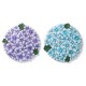 Glitzhome 10"D Set of 2 Cement Blue and Purple Hydrangea Textured Stepping Stones