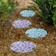 Glitzhome 10"D Set of 2 Cement Blue and Purple Hydrangea Textured Stepping Stones