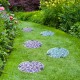 Glitzhome 10"D Set of 2 Cement Blue and Purple Hydrangea Textured Stepping Stones