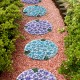 Glitzhome 10"D Set of 2 Cement Blue and Purple Hydrangea Textured Stepping Stones