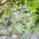 Glitzhome 8"D Glass Round Hanging Blue/Green Dots & Ladybugs Multi-Color Mosaic Birdfeeder