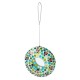 Glitzhome 8"D Glass Round Hanging Blue/Green Dots & Ladybugs Multi-Color Mosaic Birdfeeder