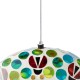 Glitzhome 8"D Glass Round Hanging Blue/Green Dots & Ladybugs Multi-Color Mosaic Birdfeeder