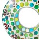 Glitzhome 8"D Glass Round Hanging Blue/Green Dots & Ladybugs Multi-Color Mosaic Birdfeeder