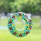 Glitzhome 8"D Glass Round Hanging Blue/Green Dots & Ladybugs Multi-Color Mosaic Birdfeeder