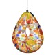 Glitzhome 6.75"H Glass Water Drop Hanging Orange Dots Birdfeeder