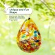Glitzhome 6.75"H Glass Water Drop Hanging Orange Dots Birdfeeder