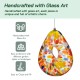 Glitzhome 6.75"H Glass Water Drop Hanging Orange Dots Birdfeeder