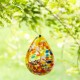 Glitzhome 6.75"H Glass Water Drop Hanging Orange Dots Birdfeeder