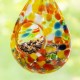 Glitzhome 6.75"H Glass Water Drop Hanging Orange Dots Birdfeeder