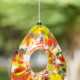 Glitzhome 6.75"H Glass Water Drop Hanging Orange Dots Birdfeeder