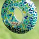 Glitzhome 8"D Glass Round Hanging  Blue/Green Mosaic Birdfeeder