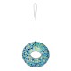 Glitzhome 8"D Glass Round Hanging  Blue/Green Mosaic Birdfeeder