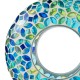 Glitzhome 8"D Glass Round Hanging  Blue/Green Mosaic Birdfeeder
