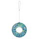 Glitzhome 8"D Glass Round Hanging  Blue/Green Mosaic Birdfeeder