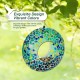 Glitzhome 8"D Glass Round Hanging  Blue/Green Mosaic Birdfeeder