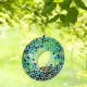 Glitzhome 8"D Glass Round Hanging  Blue/Green Mosaic Birdfeeder