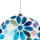 Glitzhome 8.5"D Glass Flower Shaped Hanging Multi-Color Mosaic Birdfeeder