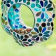 Glitzhome 8.5"D Glass Flower Shaped Hanging Multi-Color Mosaic Birdfeeder