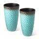 Glitzhome 23.75"H Set of 2 Oversized Honeycomb Textured Turquoise Tall Plastic Planter