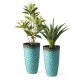 Glitzhome 23.75"H Set of 2 Oversized Honeycomb Textured Turquoise Tall Plastic Planter