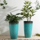 Glitzhome 23.75"H Set of 2 Oversized Honeycomb Textured Turquoise Tall Plastic Planter