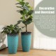 Glitzhome 23.75"H Set of 2 Oversized Honeycomb Textured Turquoise Tall Plastic Planter