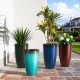Glitzhome 23.5"H Set of 2 Oversized Gradient Turquoise Faux Ceramic Tall Plastic Planter