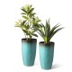 Glitzhome 23.5"H Set of 2 Oversized Gradient Turquoise Faux Ceramic Tall Plastic Planter