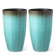 Glitzhome 23.5"H Set of 2 Oversized Gradient Turquoise Faux Ceramic Tall Plastic Planter