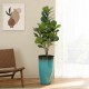 Glitzhome 23.5"H Set of 2 Oversized Gradient Turquoise Faux Ceramic Tall Plastic Planter