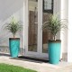 Glitzhome 23.5"H Set of 2 Oversized Gradient Turquoise Faux Ceramic Tall Plastic Planter