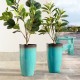 Glitzhome 23.5"H Set of 2 Oversized Gradient Turquoise Faux Ceramic Tall Plastic Planter