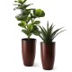 Glitzhome 23.5"H Set of 2 Oversized Gradient Red Faux Ceramic Tall Plastic Planter